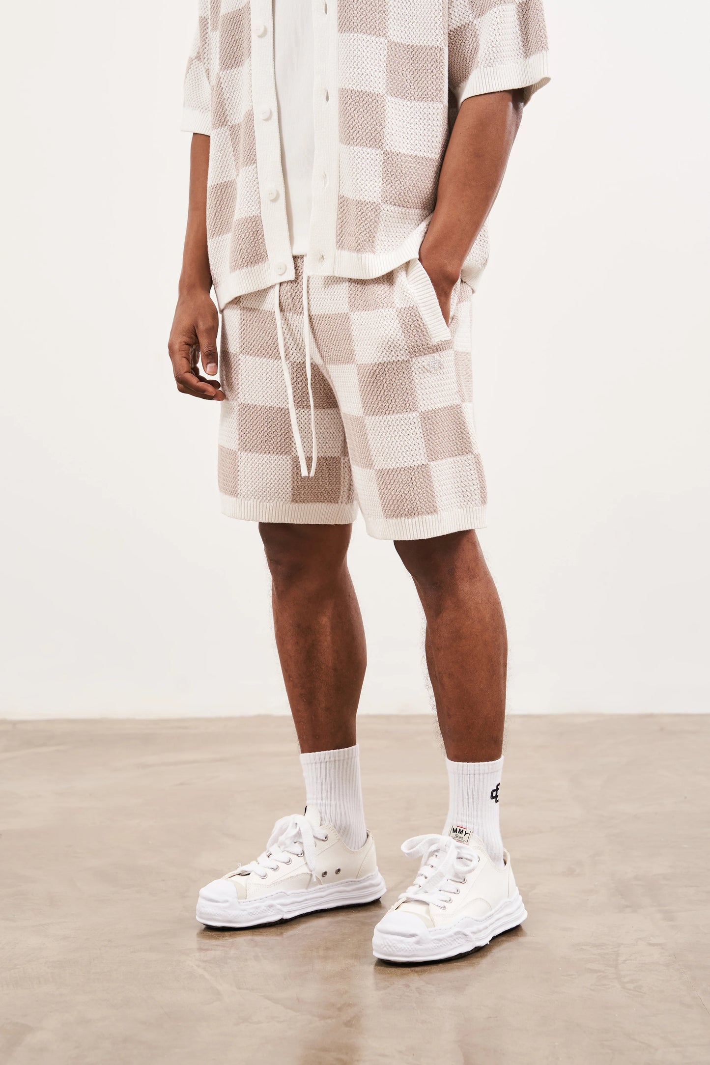 KNITTED CHECKERBOARD SHORTS