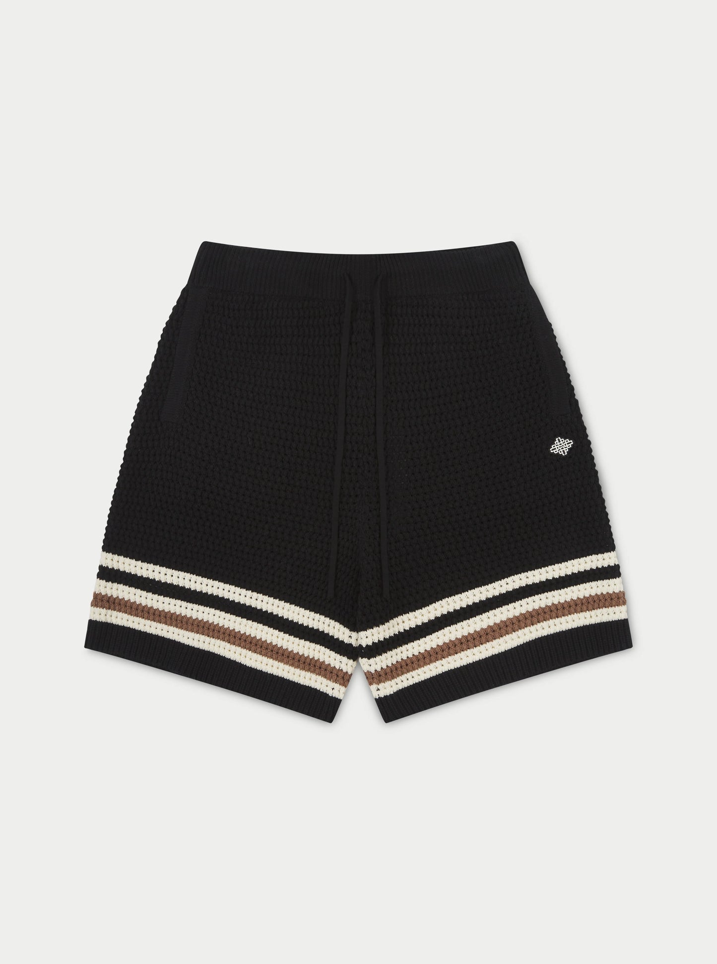 STRIPE TRIM CROCHET KNITTED SHORTS