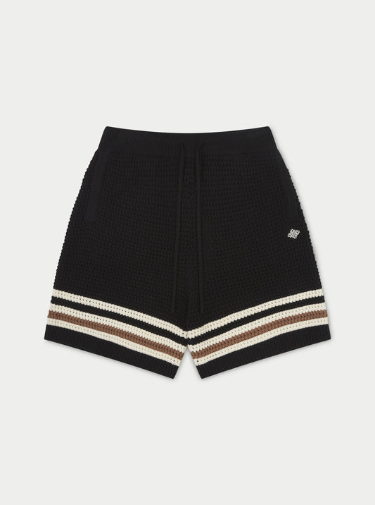 STRIPE TRIM CROCHET KNITTED SHORTS