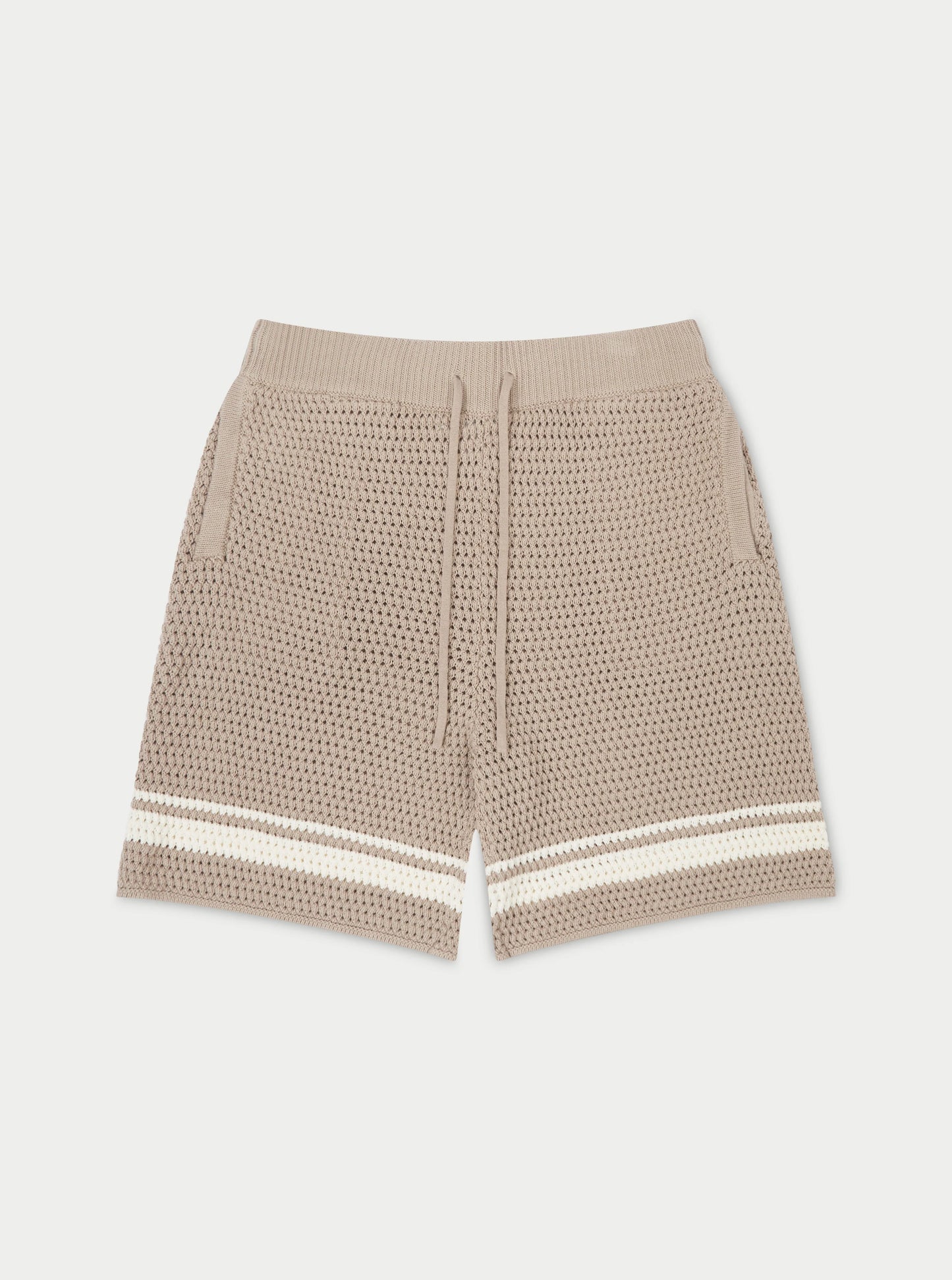 CROCHET KNITTED CONTRAST STRIPE SHORTS