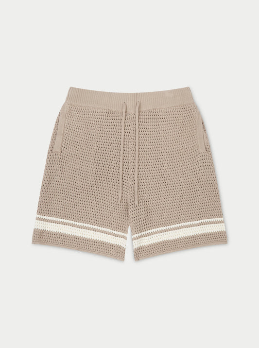 CROCHET KNITTED CONTRAST STRIPE SHORTS