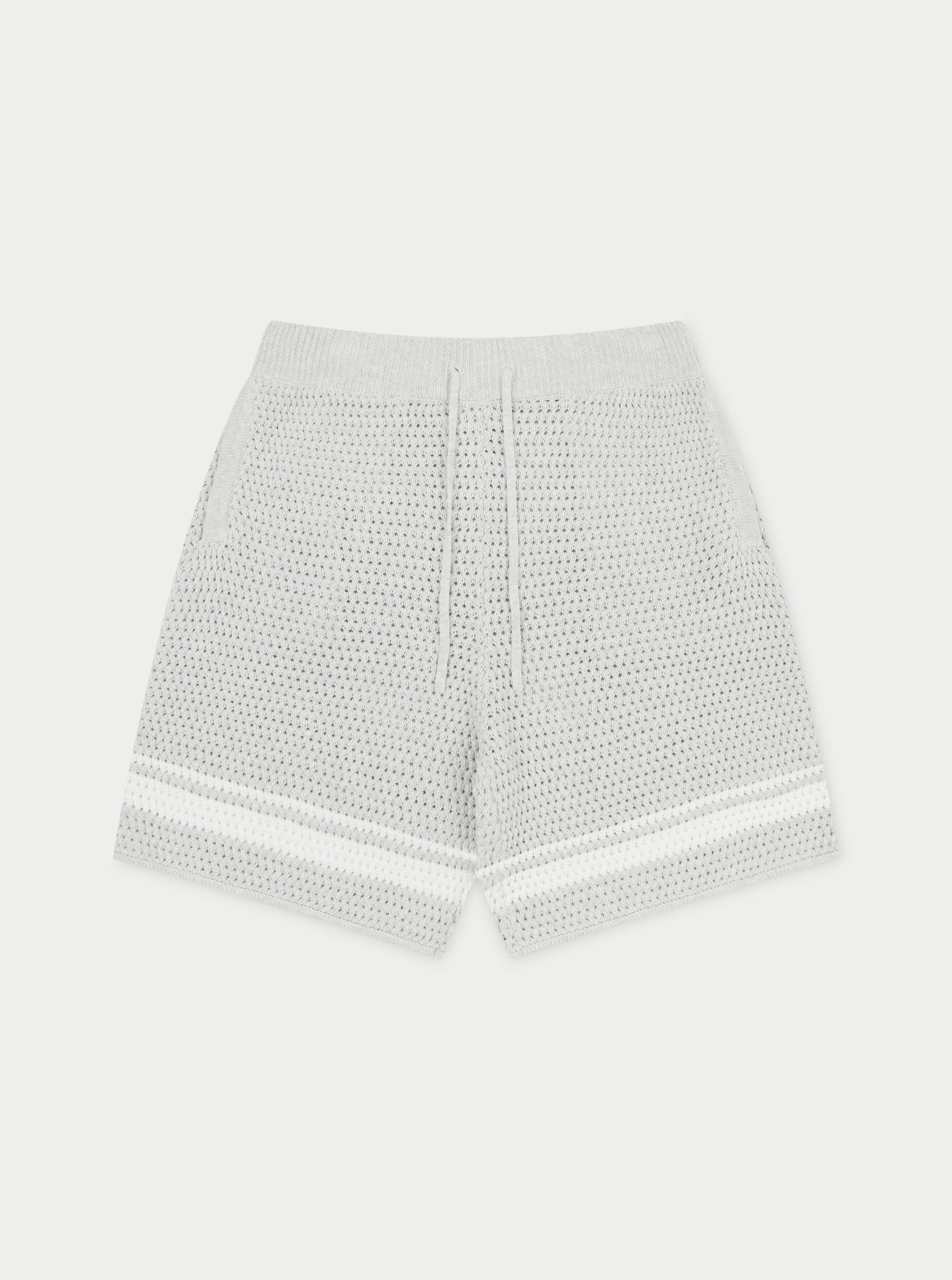 CROCHET KNITTED CONTRAST STRIPE SHORTS