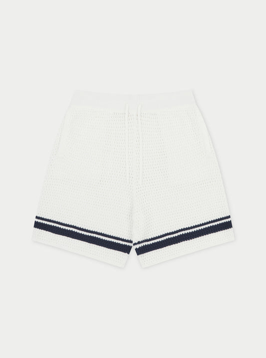 CROCHET KNITTED CONTRAST STRIPE SHORTS